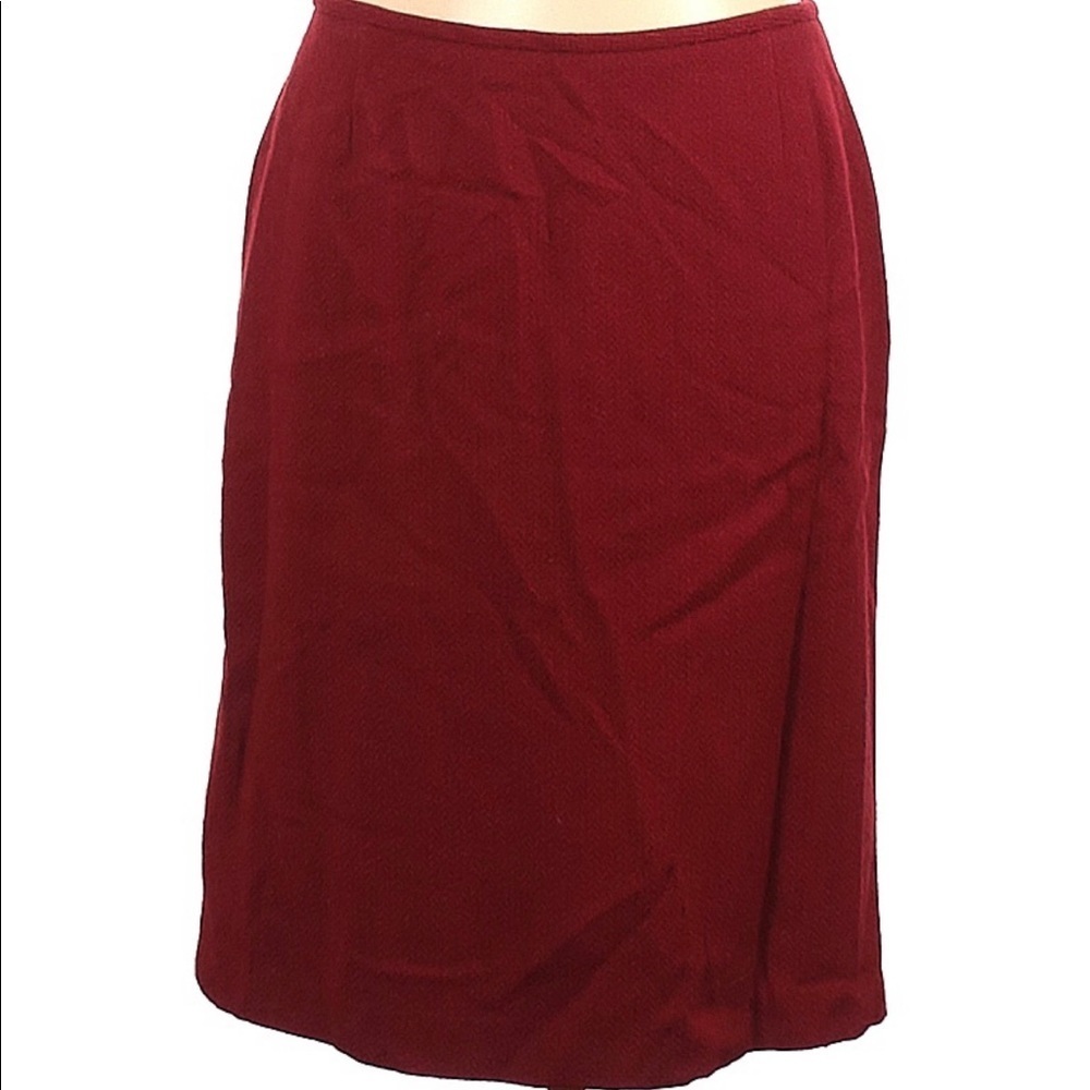 TAHARI ARTHUR S LEVINE Wool Blend 2PC RED Skirt & BLAZER SUIT SIZE 10 - Picture 5 of 8